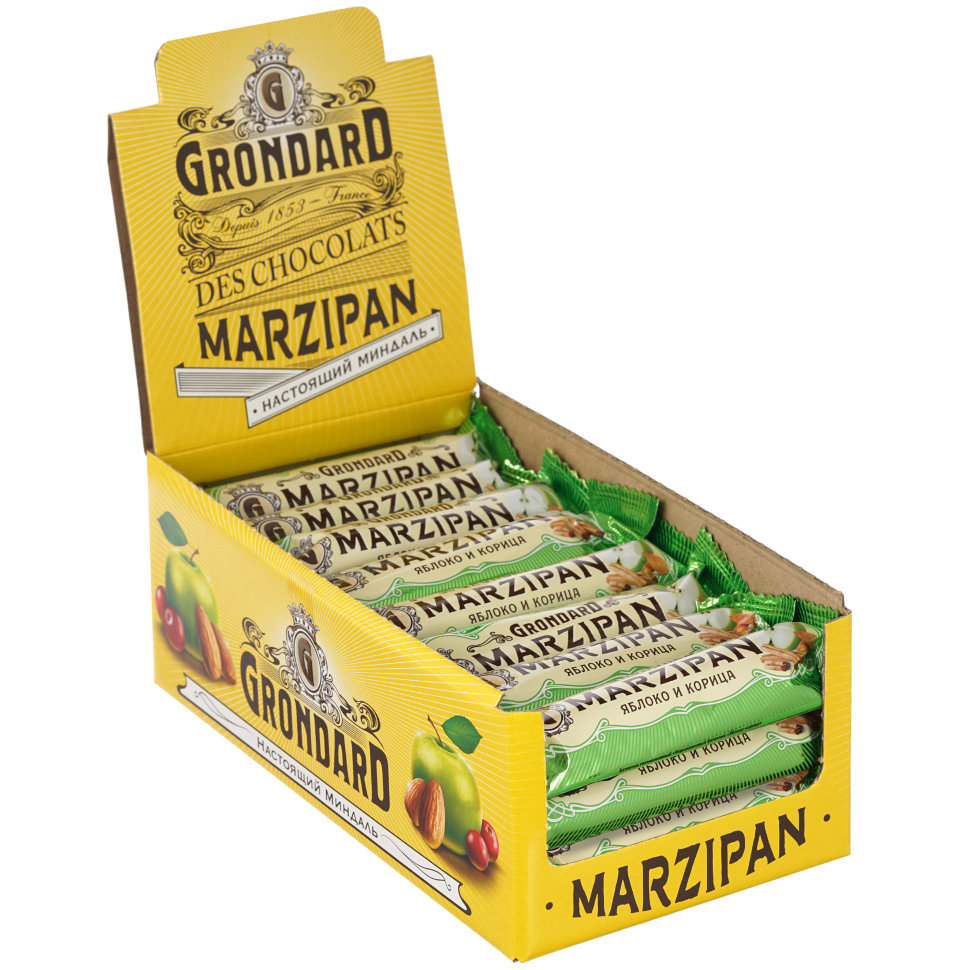 TM Grondard     (9388) Батончики глазированные Марципановые Яблоко-Корица, (24шт по 50г)     в Черногорске