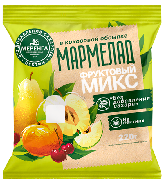  Меренга Мармелад без сахара в кокосовой обсыпке Фруктовый микс, 220г   в Черногорске